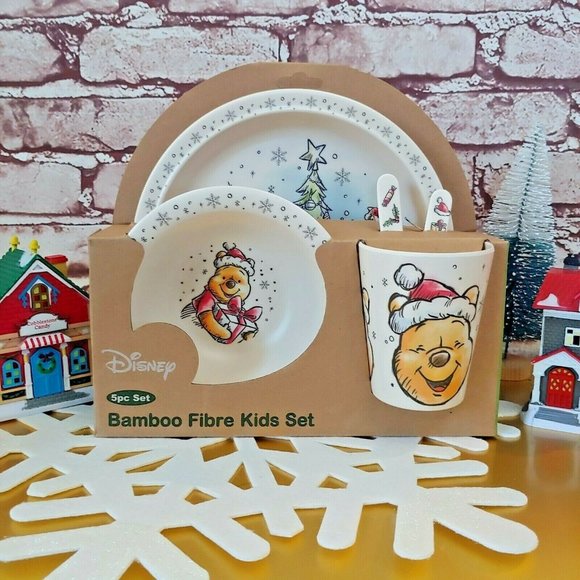 ❤️SOLD❤️Disney Winnie the Pooh Christmas Holiday 5pc Bamboo Fibre Bamboo Kids
